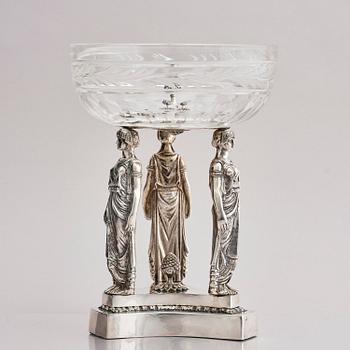 Lale Silverware & Co Ltd, uppsatsskål, sterling silver och glas, Istanbul, Turkiet, 1900-tal.