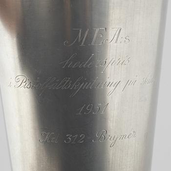 Svenskt Tenn, two pewter beakers, Stockholm 1940 and 1950.