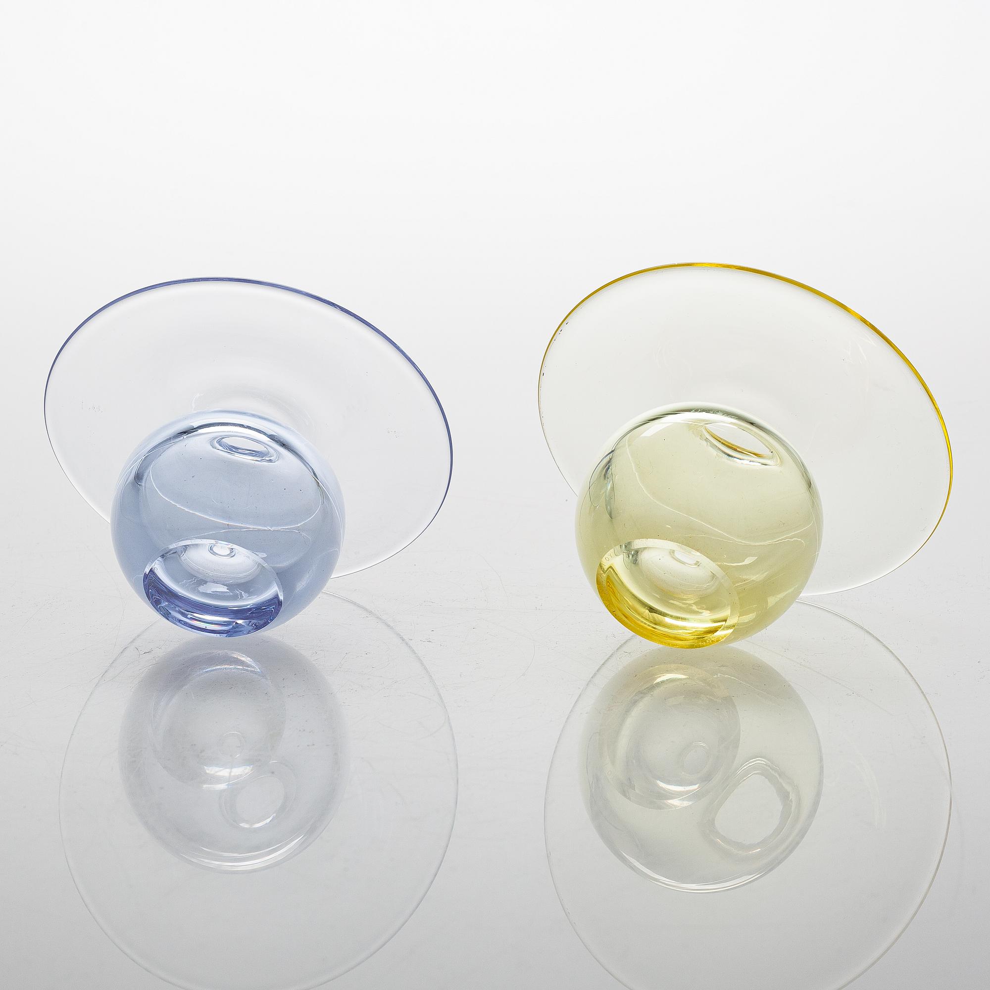 Nanny Still, Two Glass Vases, signed Nanny Still Riihimäen Lasi Oy.
