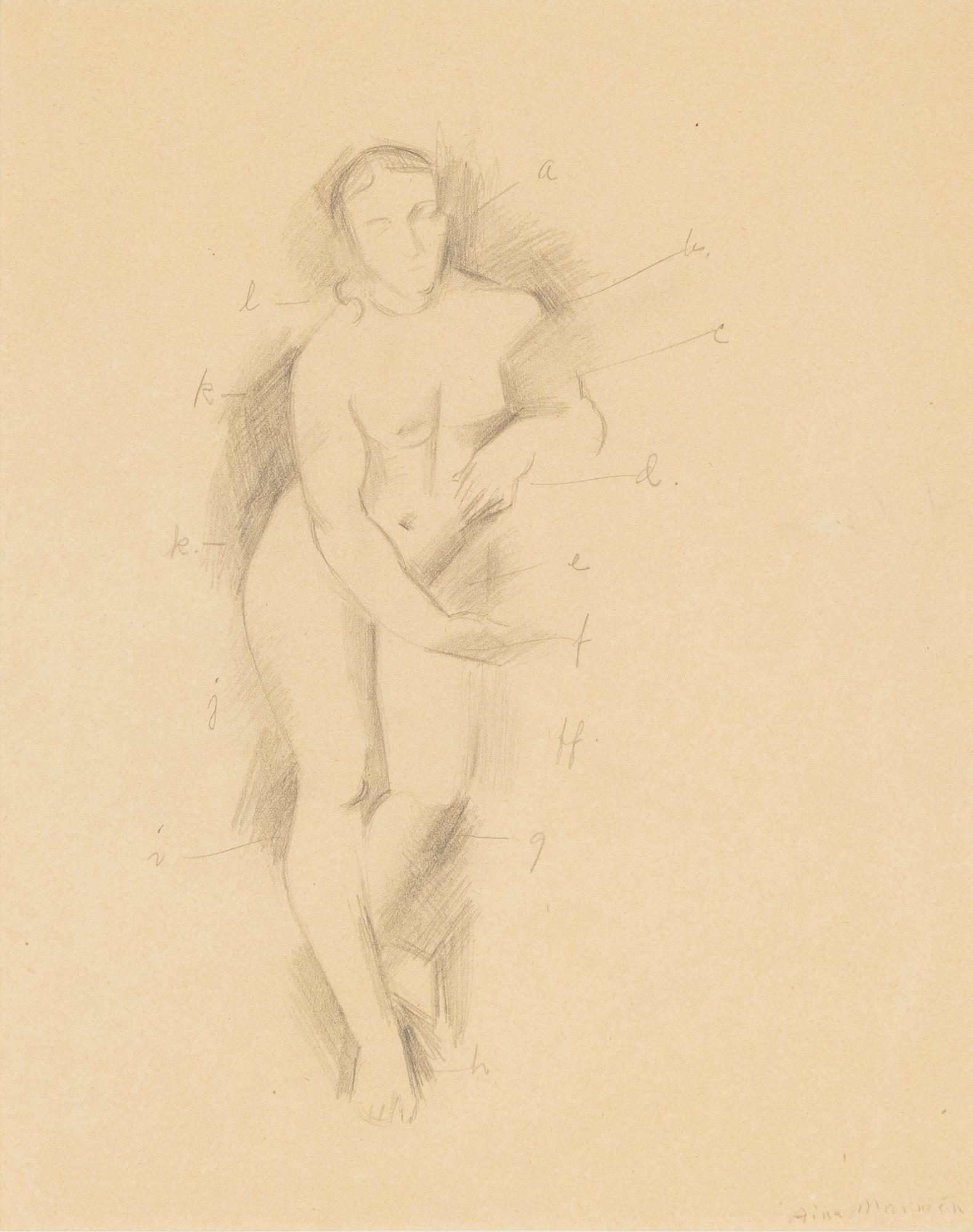 Aina Marmén, pencil on paper, signed.