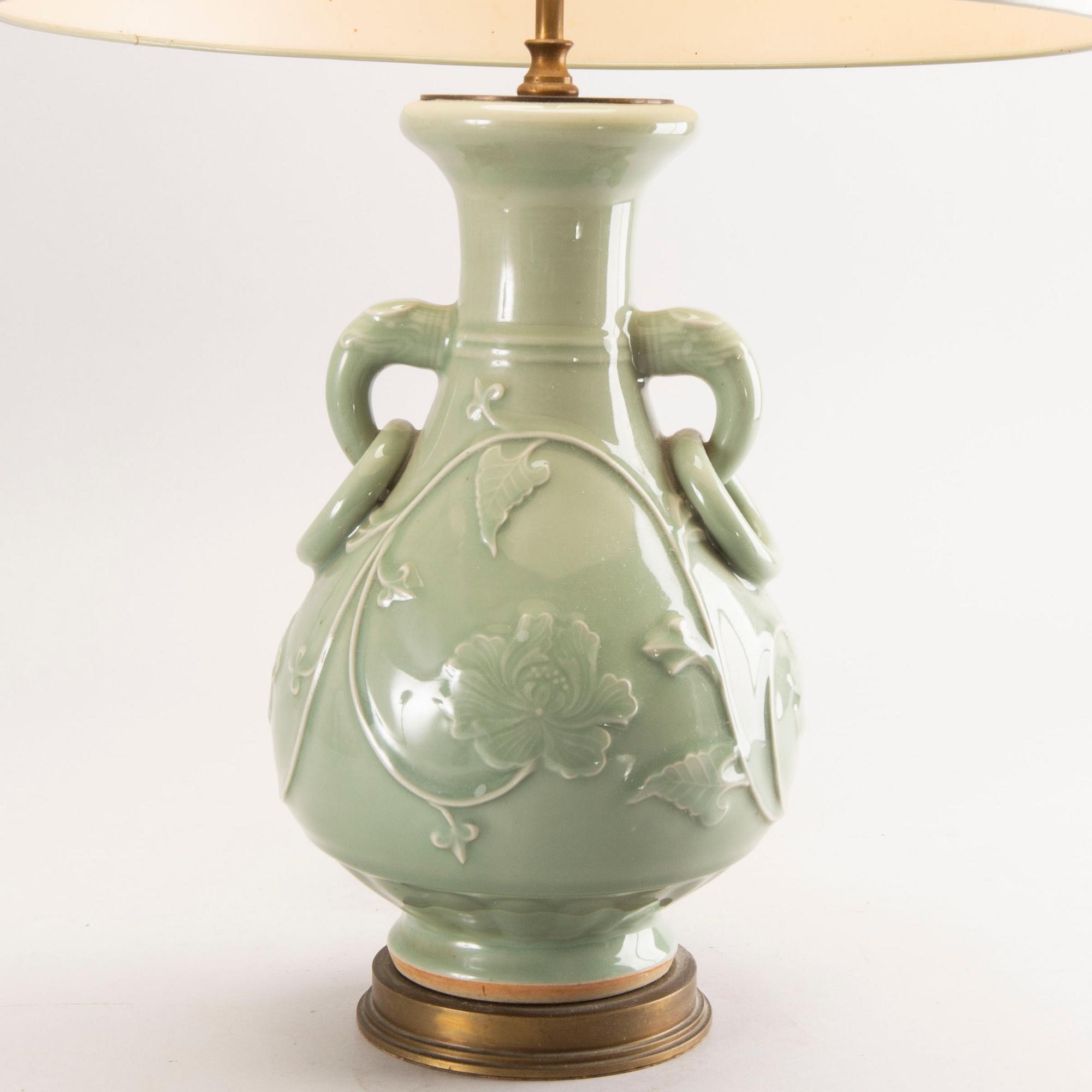 A 20th century Chinese celadon porcelain table lamp.