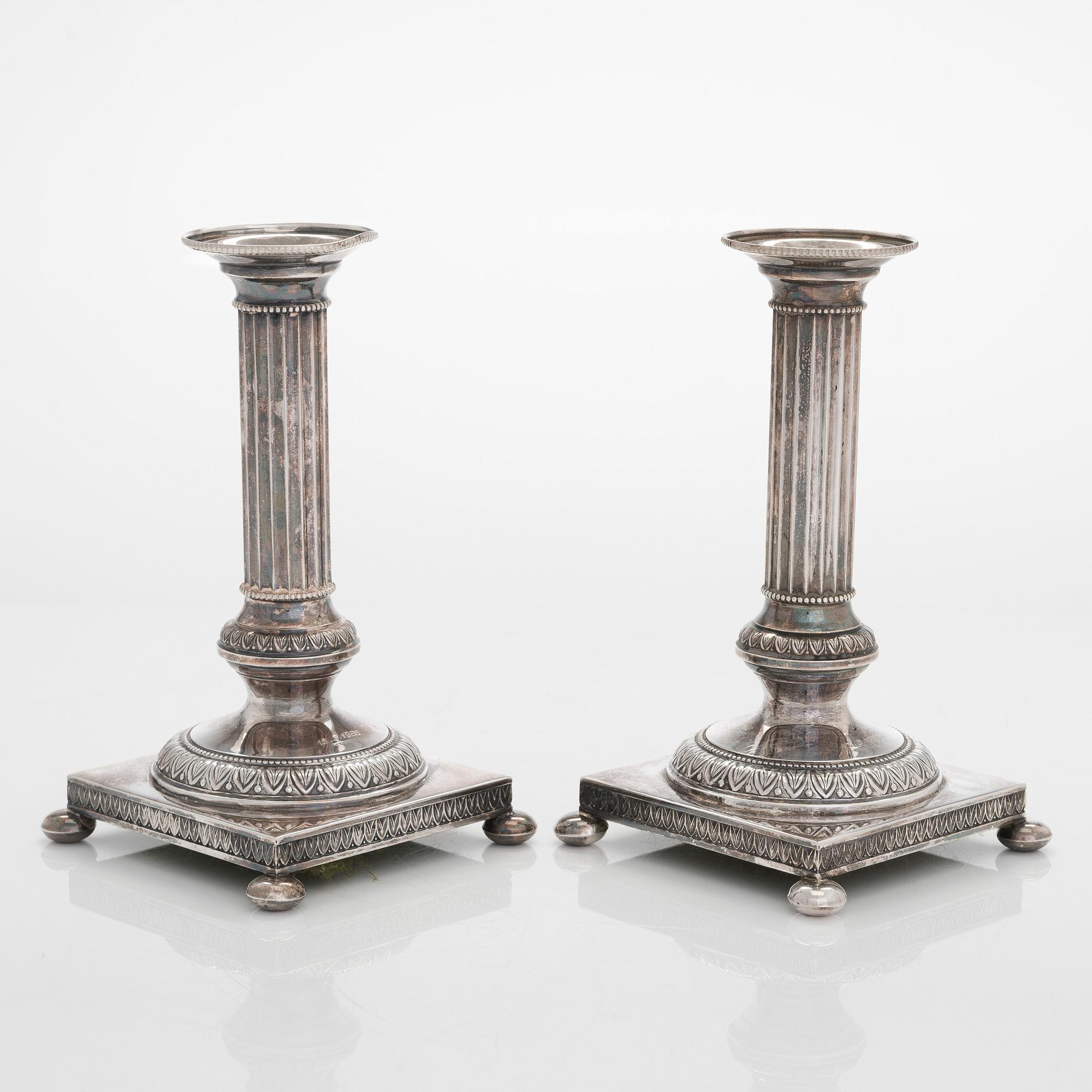 A pair of silver candlesticks, Kultateollisuus, Turku 1989.