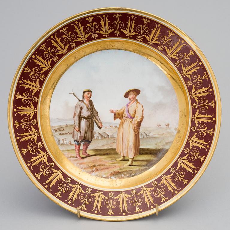 A RUSSIAN PORCELAIN PLATE ROM THE GURIEV SERVICE, Imperial porcelain factory 1809-1816, the time of Alexander I.