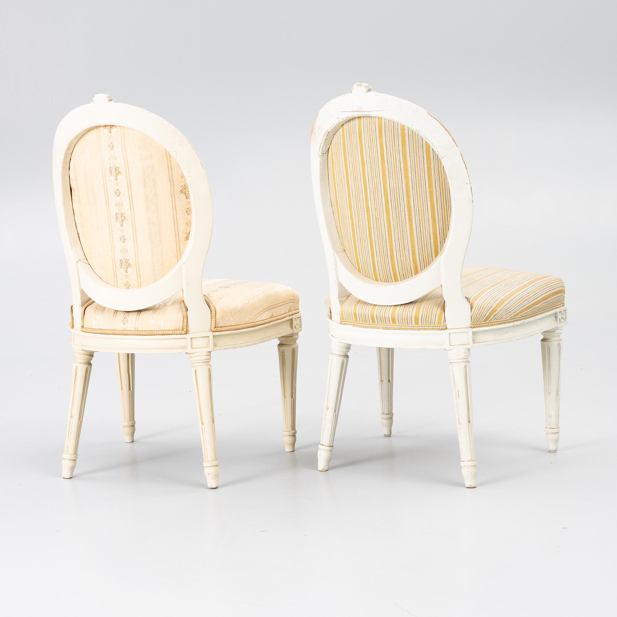 Stolar, ett par, Stockholmsarbeten, sent 1700-tal, Gustavianska.