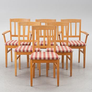 Nils-Göran Gustafsson, 6 stolar, "Öland", samt matbord, Carl Malmsten, Stolab, 2000-tal.