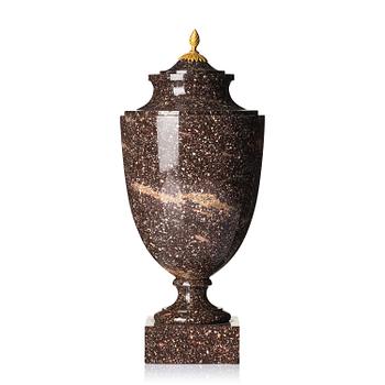 170. A late Gustavian ormolu-mounted 'Blyberg' porphyry urn, early 19th century.