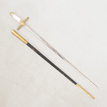 A Swedish smallsword, 19th/20th century, with scabbard.