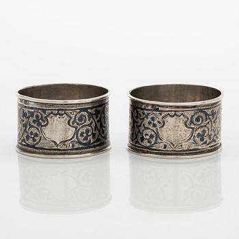 Lautasliinarenkaita, pari, hopea, niello, Kiova 1908-1926.