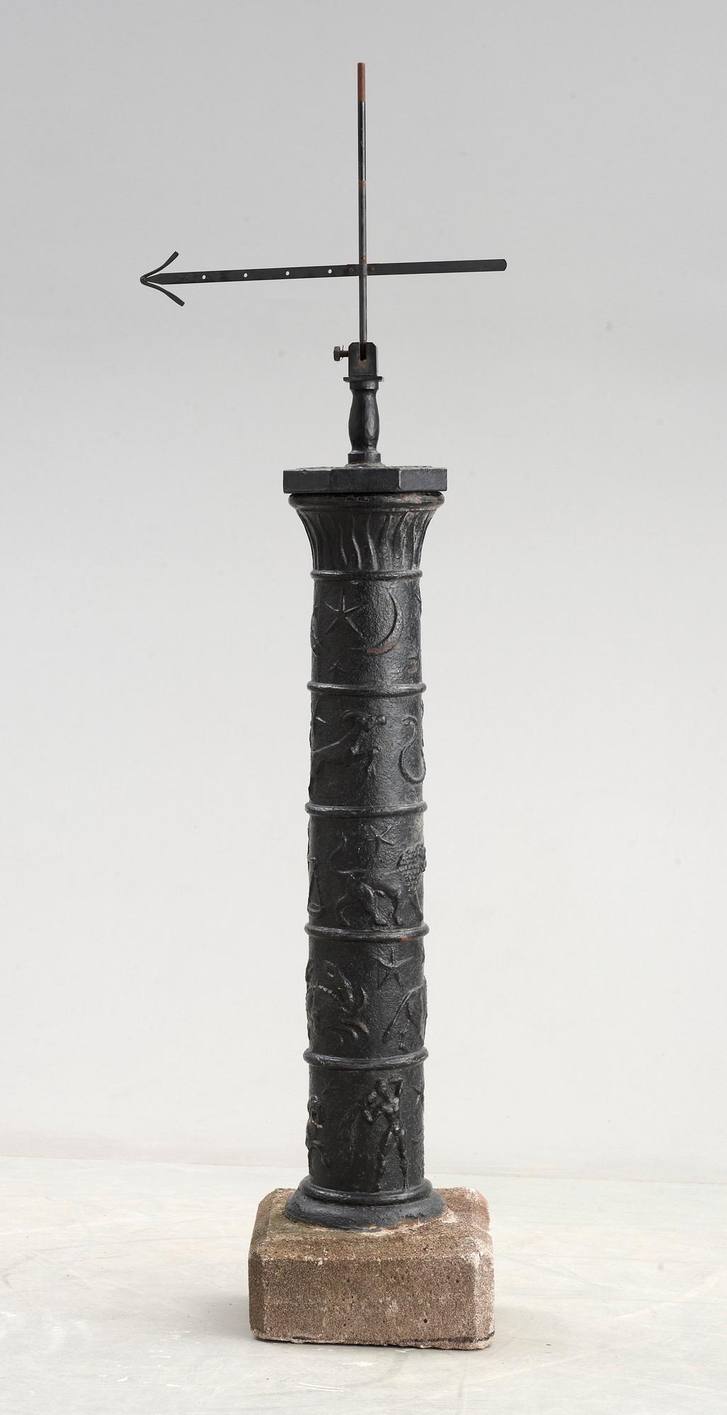 A Johannes Dahl black lacquered cast iron column, Näfveqvarn, Sweden 1920's.