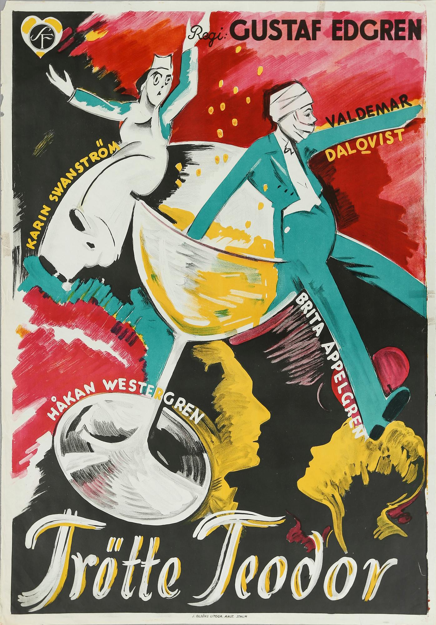 FILMAFFISCH, litografiskt tryck, "Trötte Teodor", 1931.