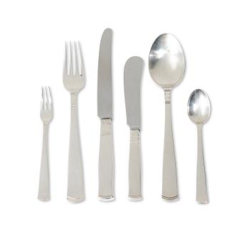 Jacob Ängman, Cutlery, 44 pieces, silver, “Rosenholm”, GAB, some Eskilstuna 1998.