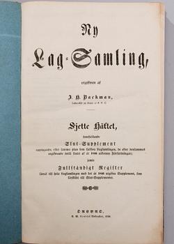 BÖCKER, 2 st, "Ny Lagsamling" R.M. Lindhs Boktryckeri, Örebro 1837 och 1850. HÄFTE, om Cholera, Helsingfors 1831.