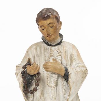 Wood sculpture, saint figure, 19th century.