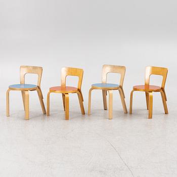 Alvar Aalto, four birch modell 66 children's chairs, Artek, Finland.