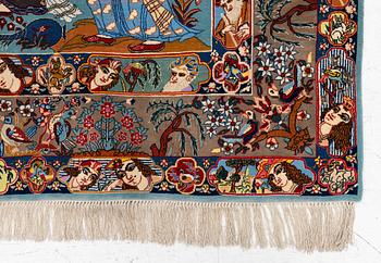 An Isfahan figural rug, c. 112 x 148 cm.