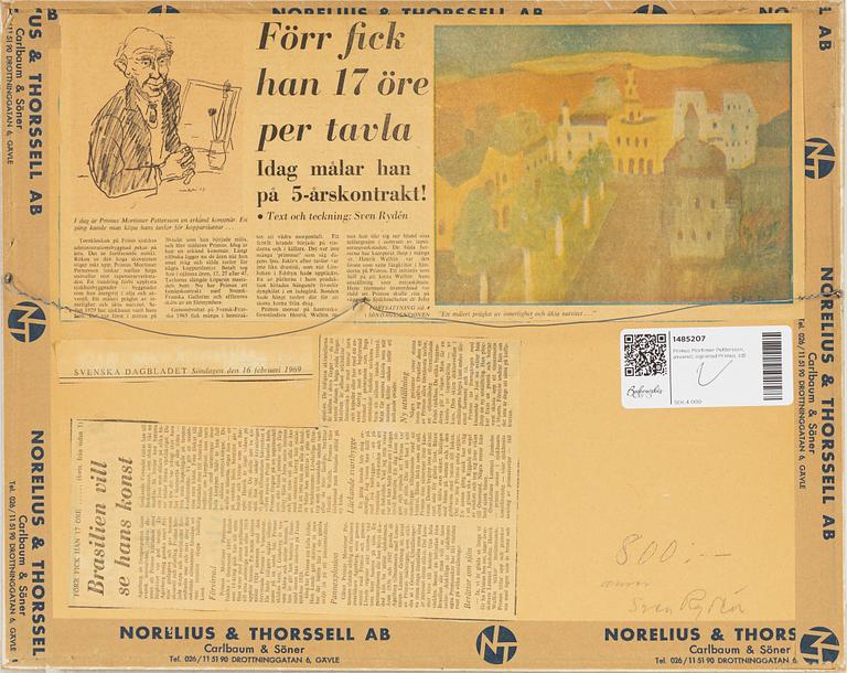 Primus Mortimer Pettersson, akvarell, signerad Primus.