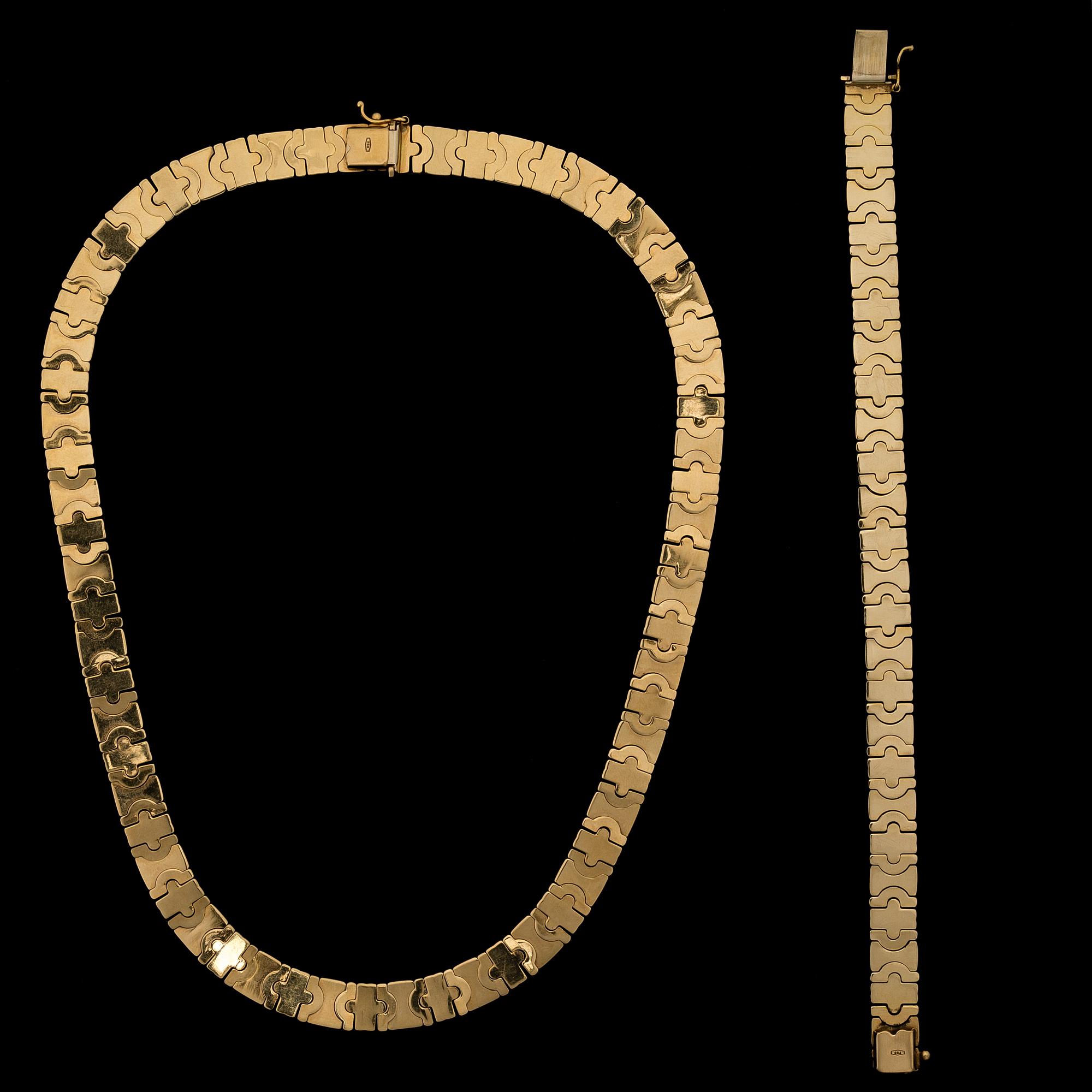 COLLIER och ARMBAND, 18K guld.