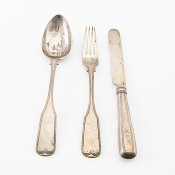 Peter Hertz travel cutlery 3 dlr silver Denmark 1845.