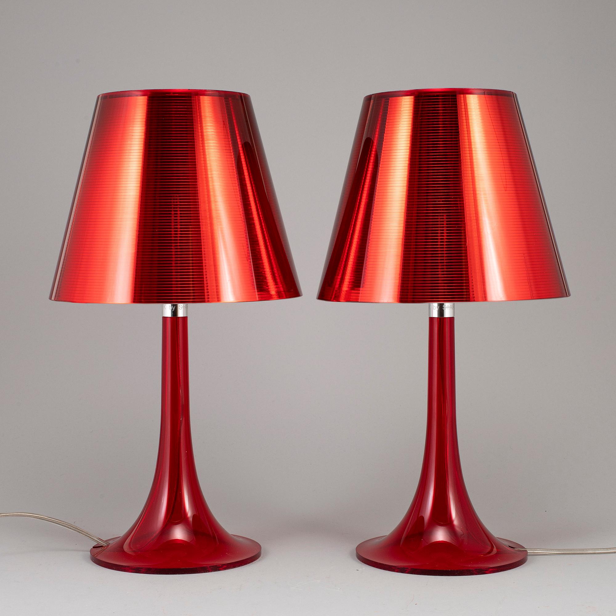 PHILIPPE STARCK, a pair of 'Miss Kä table lights, Flos, Italy.