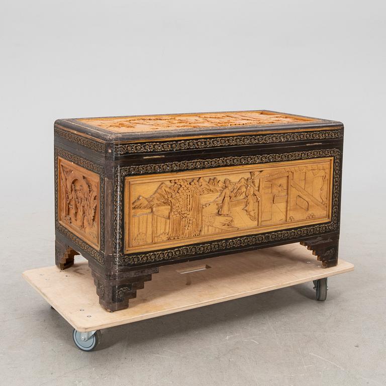 An Asian wooden coffin 20th century.