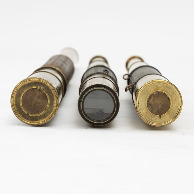 Three telescopea, 19th century.