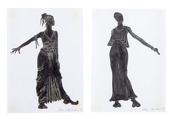 Anna Bergman, 14 silhouette costume sketches.