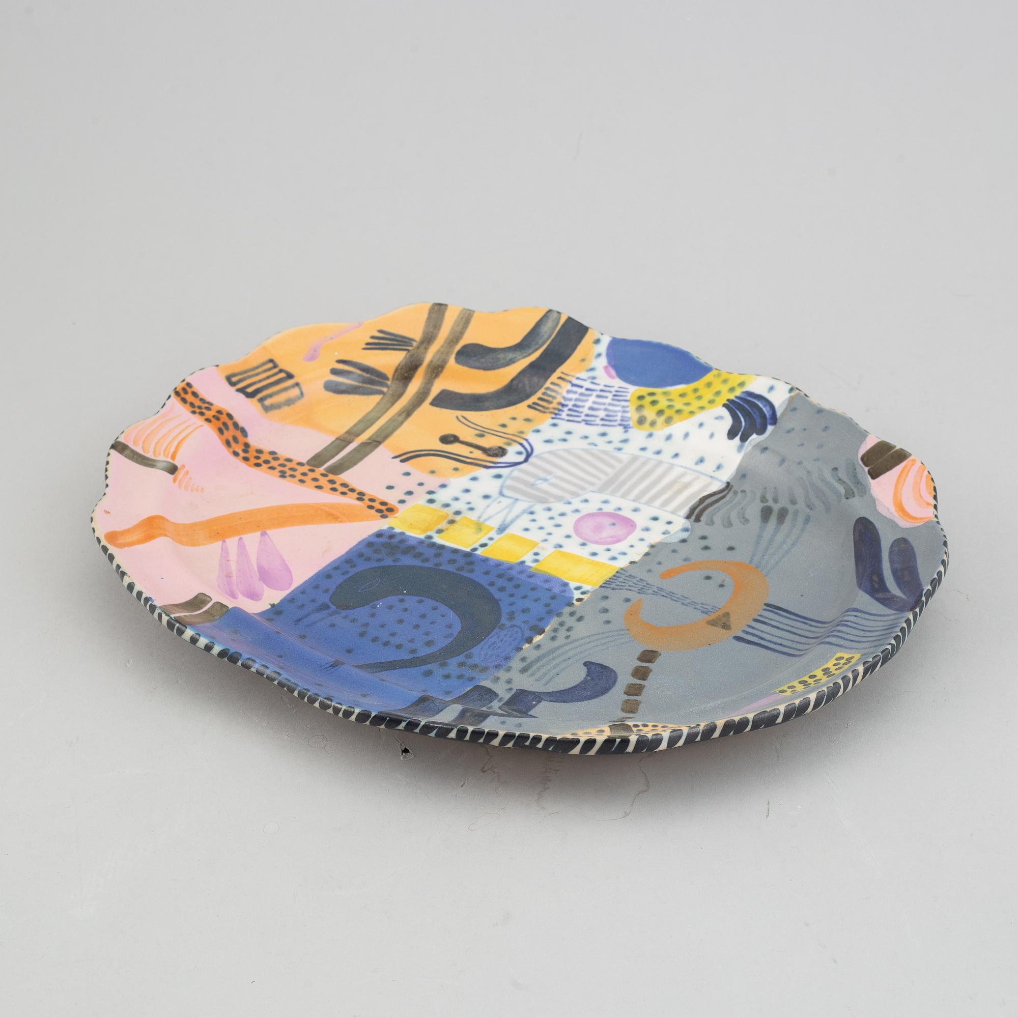 Herman Fogelin, plate, stoneware, signed.