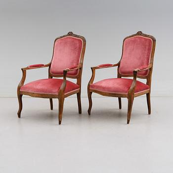 KARMSTOLAR, 1 par, rokokostil, 1900-talets första hälft.