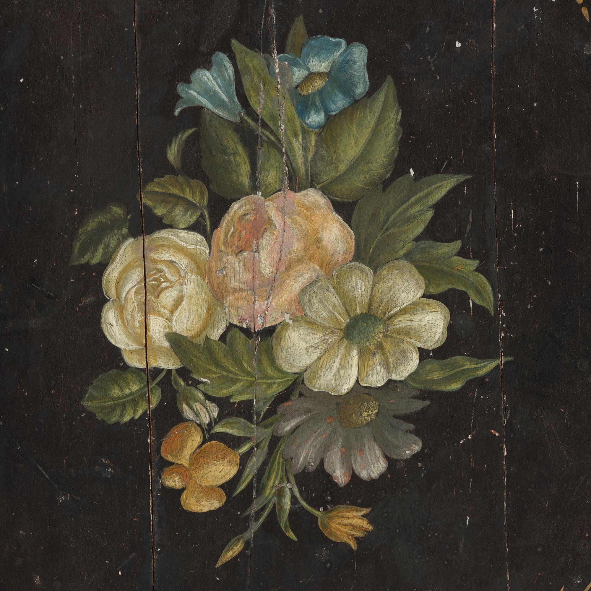 A Swedish late baroque japanned tilt-top tea table, mid 18th century.