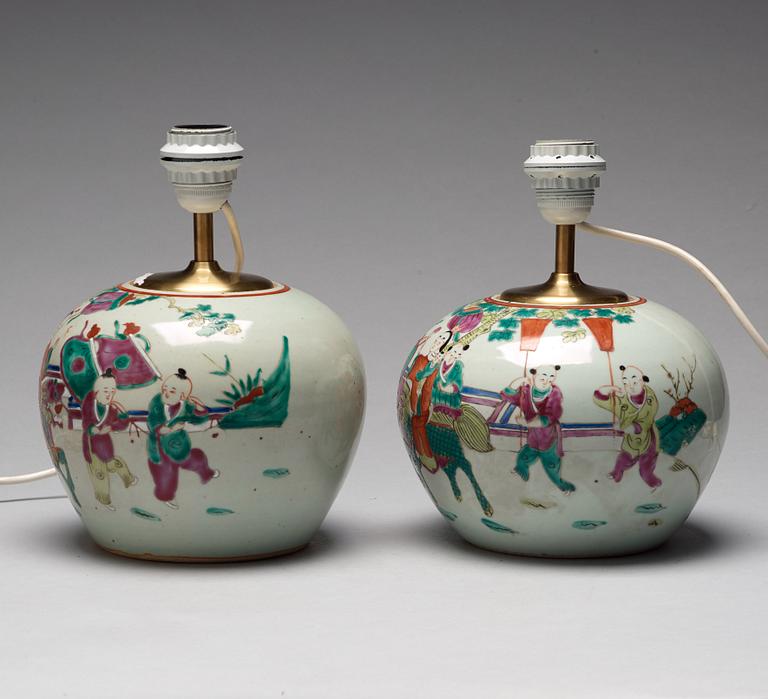 Two Chinese famille rose jars, circa 1900.