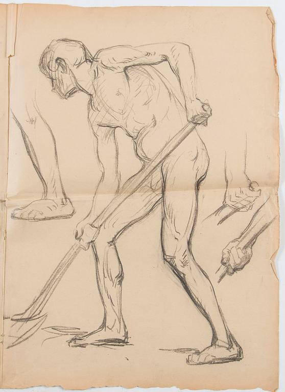 Santeri Salokivi, Konstnärsmapp innehållande sex st. Nakenstudier av Män.