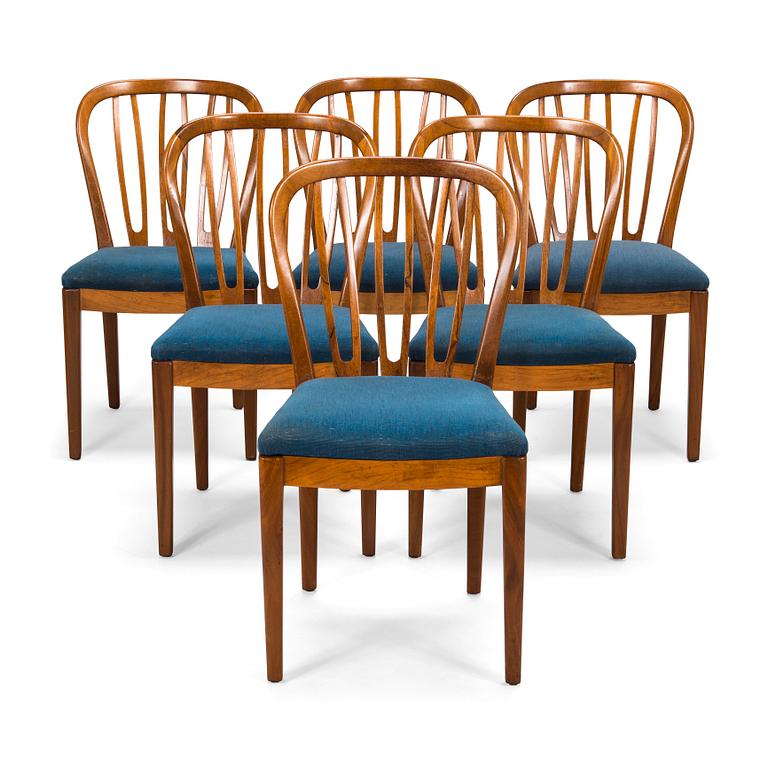 Marianne Boman, a set six 1940's 'Marianne' side chairs for OY Boman Ab.