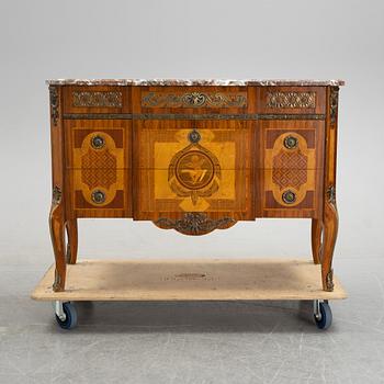 A mid 20th Century late Gustavian style chast of drawers with a marble top.