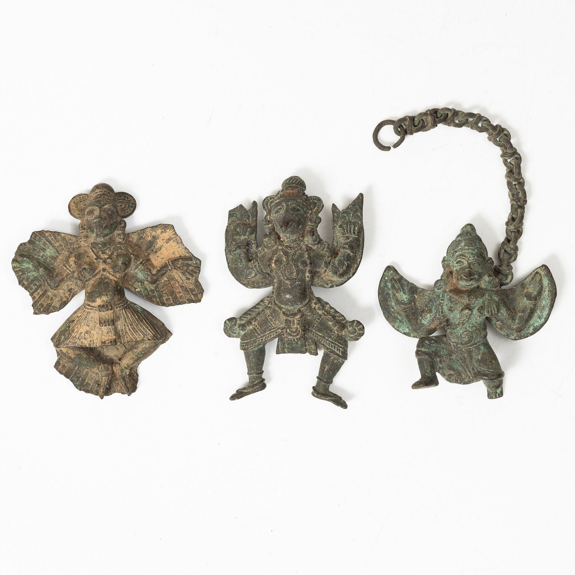 A group of six Indian metal figures, 20th century.
