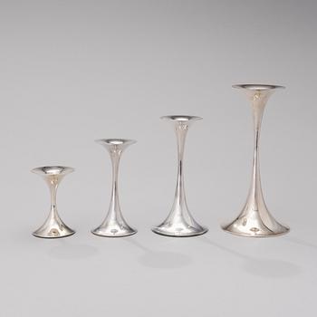 TAPIO WIRKKALA, LJUSSTAKAR, 4 ST. Sign. TW. Silver, Kultakeskus, Tavastehus, -08, -95, -98, -72.
