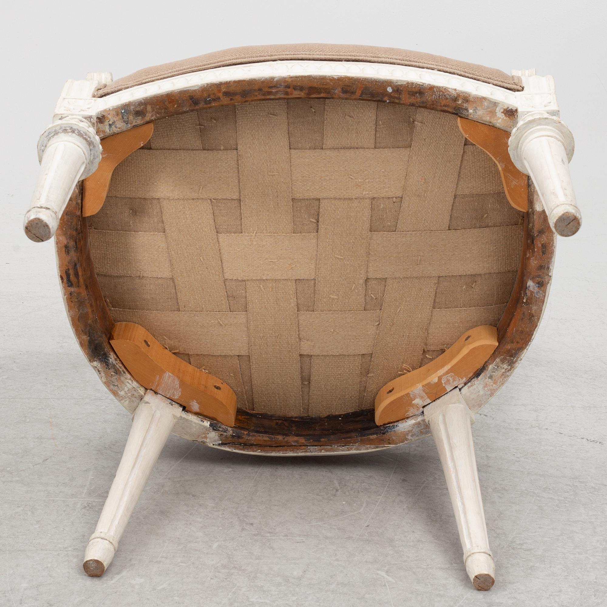 Johannes Andersson, karmstolar, ett par, sengustavianska, Lindome, omkring 1800.