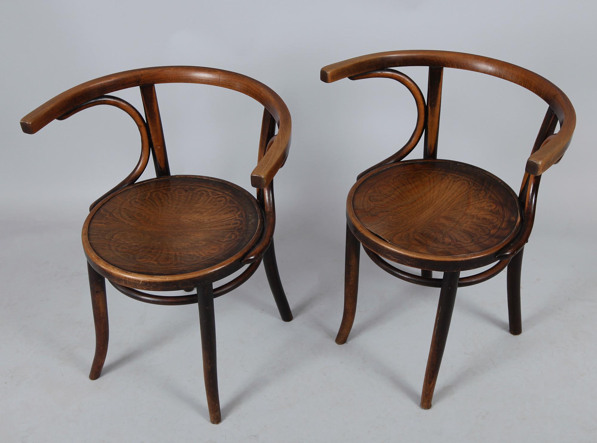 KARMSTOLAR, 7 st, tidigt 1900-tal, bla Thonet.