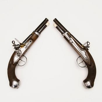 Pair of early 19th Century Spanish flintlock pistols by Manuel Zuloaga, Madrid.