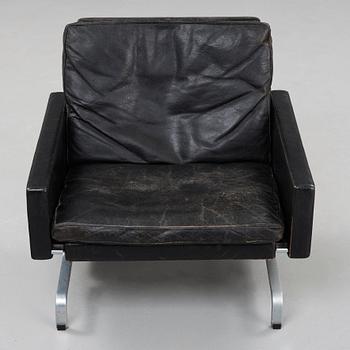 Poul Kjaerholm, a 'PK-31' black leather and steel armchair, E Kold Christensen, Denmark 1960's.