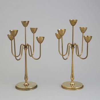 GUNNAR ANDER, kandelabrar, ett par, mässing, Ystad-Metall.