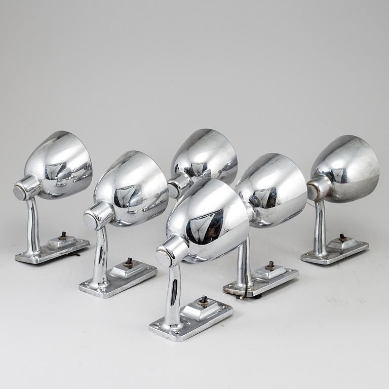 6 20th century wall lights.