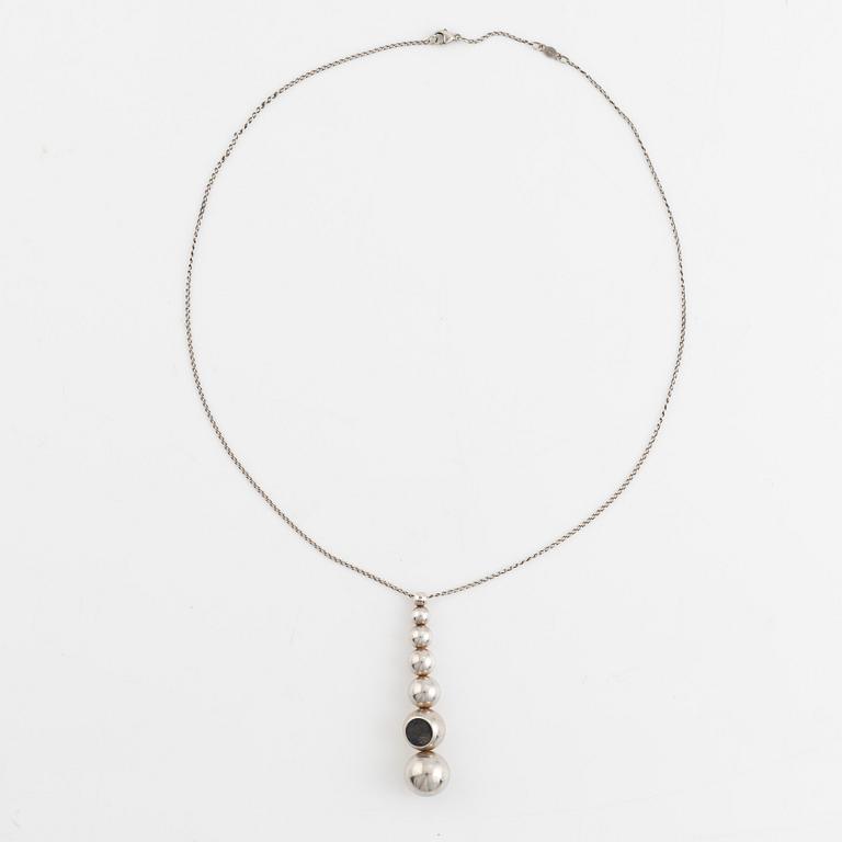 Jacqueline Rabun, pendant with chain, silver, "Cave pendant", Georg Jensen, Denmark.
