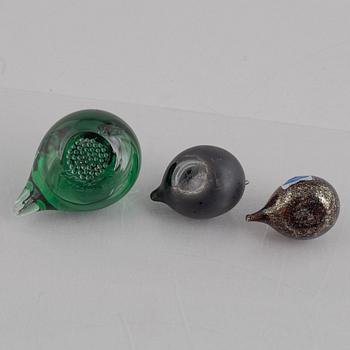Oiva Toikka, a set of three glass birds, Nuutajärvi.