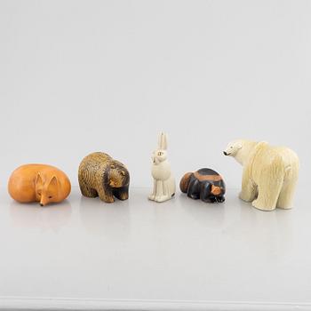 Lisa Larson, figuriner, 5 st, ur serien "Skansen", Gustavsberg.