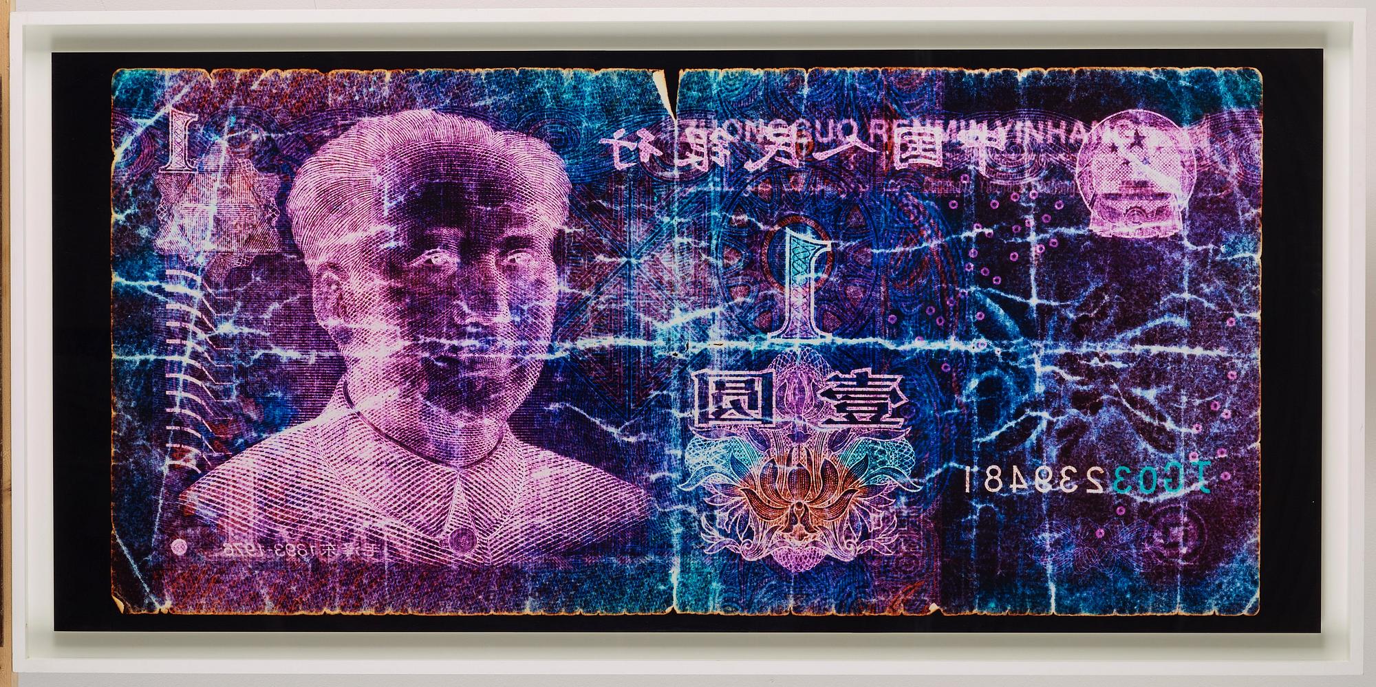 David LaChapelle, "Negative Currency, 1 Yuan used as Negative", 2010.