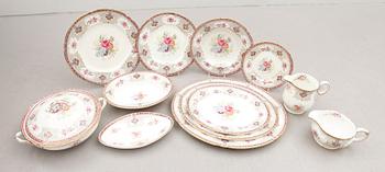 MATSERVIS, 59 delar, benporslin, Georgian, Shelley England, 1900-talets mitt.