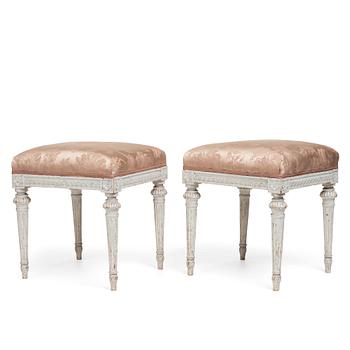 56. A pair of Gustavian stools by Erik Öhrmark (master in Stockholm 1777-1813).