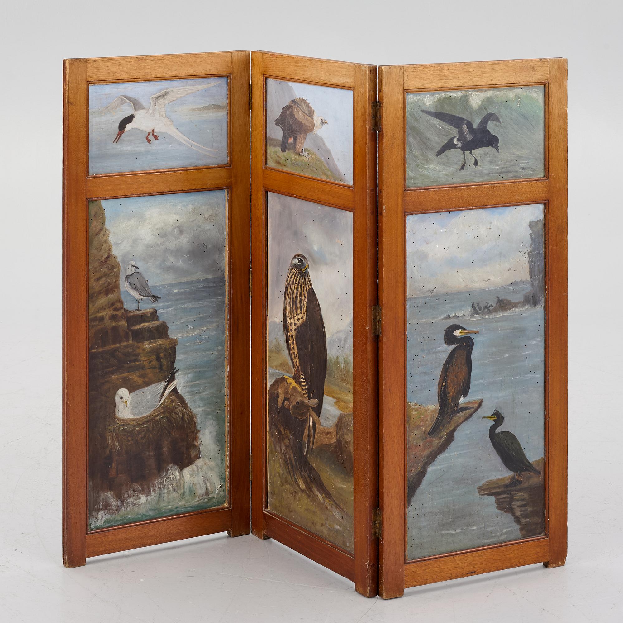 A folding screen, late 19th century.