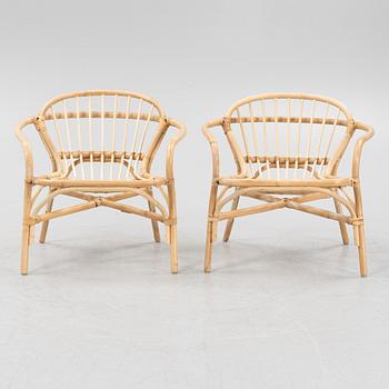 Knut Hagberg & Marianne Hagberg, a pair of 'Albacken' rattan and bamboo easy chairs, IKEA.