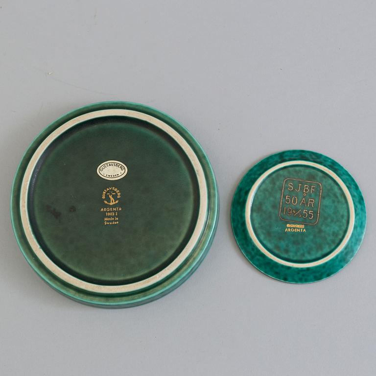 WILHELM KÅGE, four 'Argenta' stoneware pieces from Gustavsberg.
